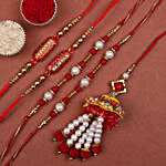 Designer Pearl & Capsule Lumba Rakhi Set With Rocher