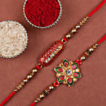 Meenakari Flower & Capsule Rakhi With Motichoor Laddu