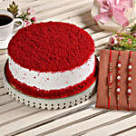 Red Velvet Cake With 3 Rakhis