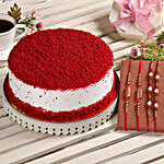 Red Velvet Cake With 4 Rakhis