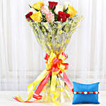 Mixed Roses Bouquet & Pearl Rakhi