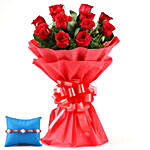 Red Roses Bouquet & Pearl Rakhi