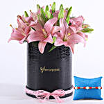 Pink Lilies Box & Pearl Rakhi