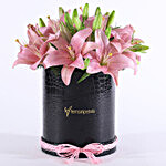 Pink Lilies Box & Pearl Rakhi