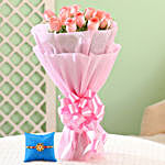 Pink Roses Bouquet & Meenakari Rakhi