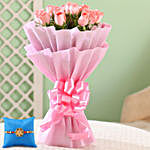 Delicate Pink Roses Bouquet & Meenakari Rakhi