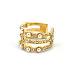 Rhinestone & Pearl Embellished Gold Ring