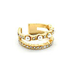 Rhinestone & Pearl Embellished Gold Statement Ring