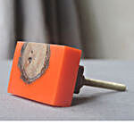 Orange Resin & Wood Knob
