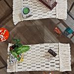 Rectangular table mat with tassels