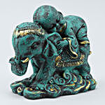 Sleeping Monk On Elephant Idol- Green