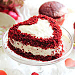 Red Velvet Heart Cream Cake Eggless- 1 Kg