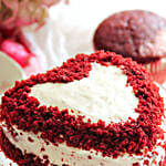 Red Velvet Heart Cream Cake Eggless 1 Kg