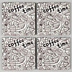 Coffee Time Funky Print Coaster Set