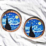 Starry Night Handpainted Wooden Coasters