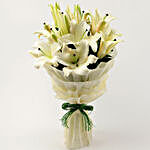 Serene White Oriental Lilies Bouquet