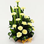 Yellow Carnations Cane Basket Arrangement