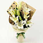 4 White Oriental Lilies Bouquet