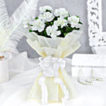 8 White Carnations Bouquet- Small
