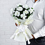 8 White Carnations Flower Bouquet - Small