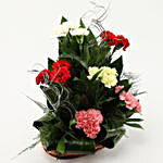18 Mixed Carnations Cane Basket Arrangement