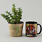 Jade Plant & Personalised Black Mug