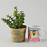 Jade Plant & Personalised White Bday Mug
