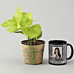Money Plant & Personalised Black Bday Mug