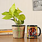 Money Plant & Personalised Black Mug