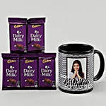 Personalised Black Bday Mug & Dairy Milk