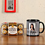 Personalised Black Bday Mug & Ferrero Rocher- 16 Pcs
