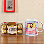 Personalised White Bday Mug & Ferrero Rocher- 16 Pcs