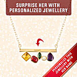 Colourful Stones Gold Plated Personalised Pendant