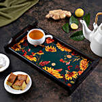 Floral Bliss Green Wooden Tray