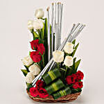 Red & White Roses Basket Arrangement