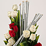 Red & White Roses Basket Arrangement
