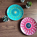 Pink and Blue Wall Plate Set