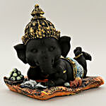 Cute Matte Black Resting Bal Ganesha Idol
