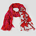 Bright Red & White Floral Print Personalised Scarf