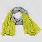 Chambray Lace Embroidered Personalised Scarf- Lime Grey