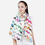 Multicoloured White Abstract Print Personalised Scarf