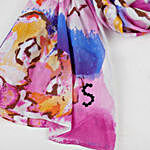 Pink & Blue Floral Print White Personalised Scarf