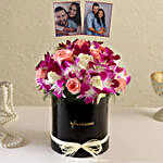 Mixed Roses & Purple Orchids Personalised FNP Box