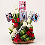 Red & White Roses Personalised Basket