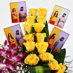 Yellow Roses & Purple Orchids Personalised Basket