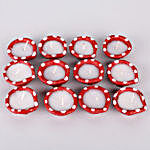 Hand Painted Red & White Wax Diyas- Set of 12