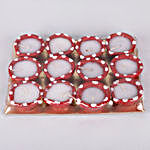 Hand Painted Red & White Wax Diyas- Set of 12