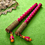 Designer Dandiya Sticks & Kaju Barfi Combo