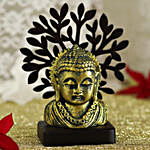 Antique Face Of Buddha Taj Idol Under A Tree