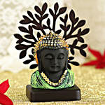 Buddha Taj Idol Under A Tree- Green & Black